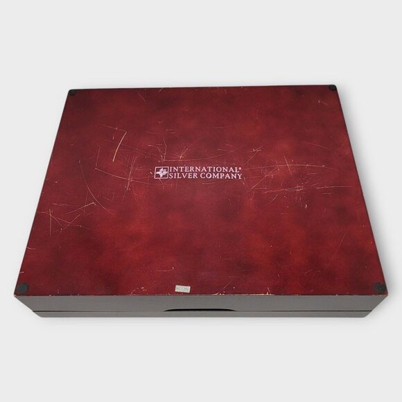 International Silver Company wooden Flatware Cutlery Storage Chest Box Brown - Picture 3 of 11